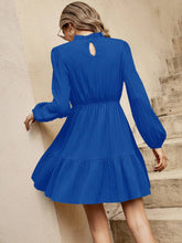 1pc Women Casual Solid Color Lantern Sleeve Waisted Dress, Autumn